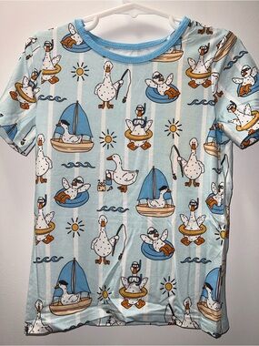 Silly Goose at Sea Bamboo Pajama Set - Light Blue